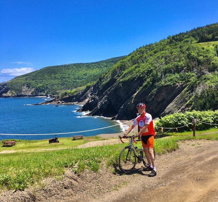Simon Pont completed his ride for prostate cancer across Nova Scotia on July 8 in Meat Cove, Cape Breton. Contributed  - Contributed