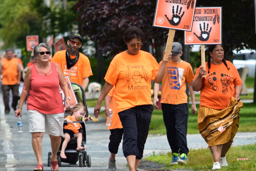 About 50 people participated in the Every Child Matters walk in Shelburne on July 10 to honour and remember First Nations children and survivors impacted by the residential school system. KATHY JOHNSON - Saltwire network