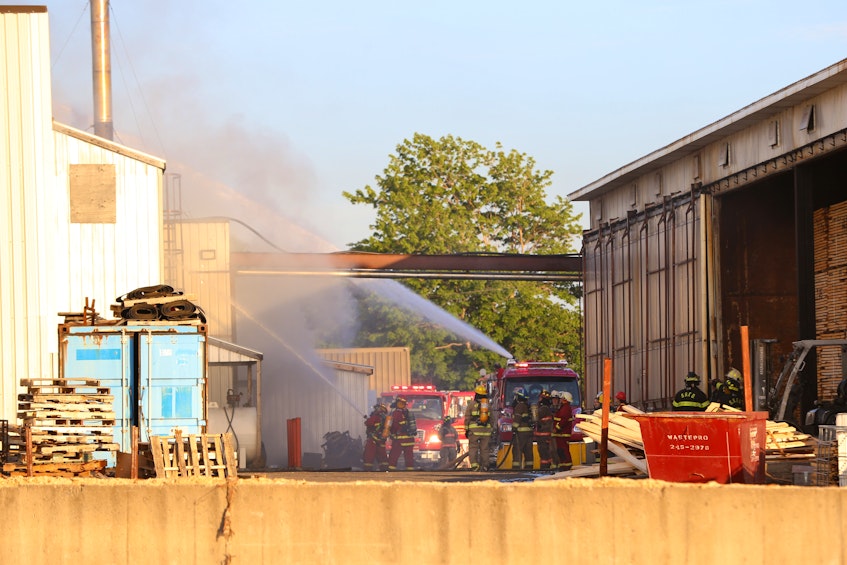 Earlier in the evening on July 13 as firefighters were on the scene of a fire at Lewis Mouldings in Weymouth. KARLA KELLY PHOTO - Contributed