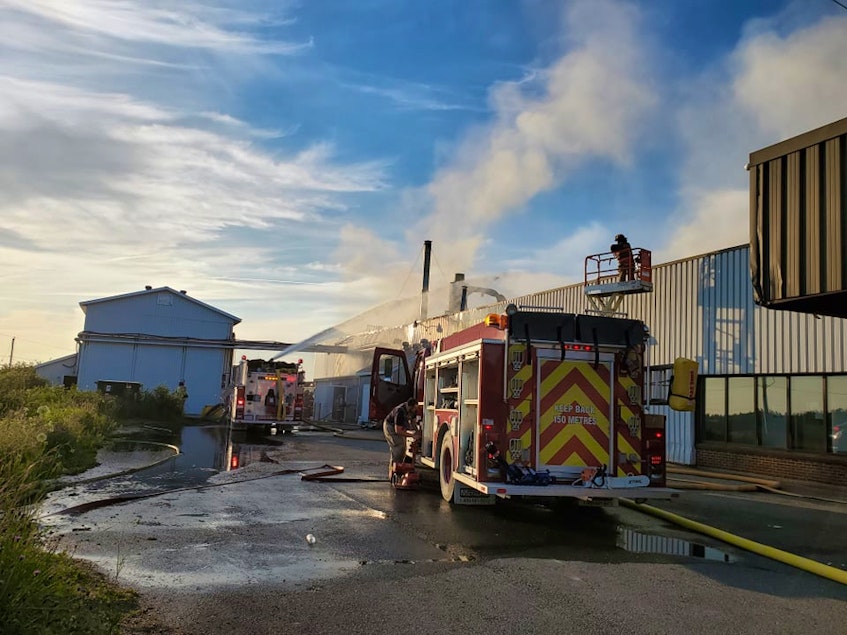 Earlier in the day at the Lewis Mouldings plant in Weymouth, Digby County, as firefighters were on the scene after 8 p.m. KARLA KELLY PHOTO - Contributed