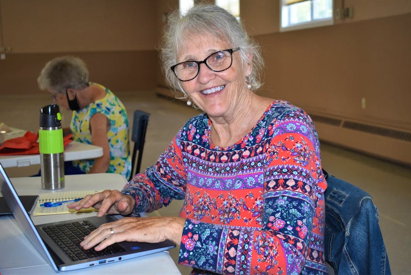 Bernadette Shea types away on her Chromebook, during the final day of the digital literacy course at the Stewiacke Community Centre.