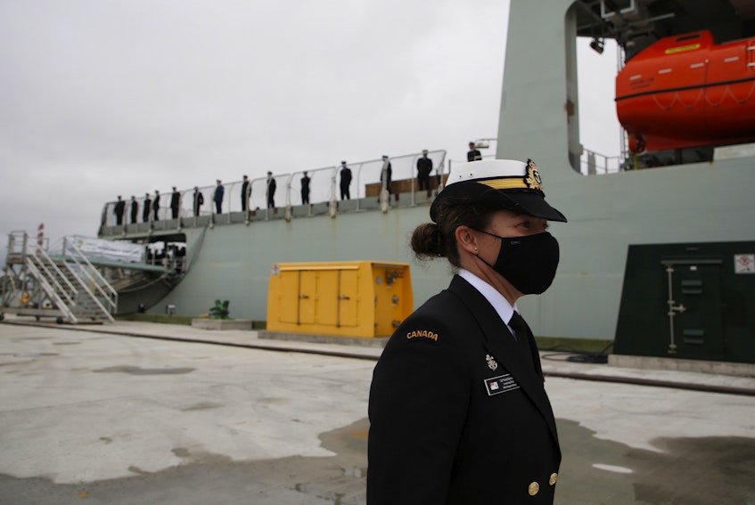 Commander Nicole Robichaud of the future HMCS Margaret Brooke is seen after the ship was signed over to the Royal Canadian Navy at a ceremony at HMC Dockyard Thursday. - Tim Krochak