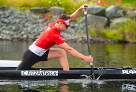 Dartmouth's Connor Fitzpatrick trains on Lake Banook on Thursday, July 16, 2021. Fitzpatrick is heading to Tokyo and will be the first Olympian from the Senobe Aquatic Club.