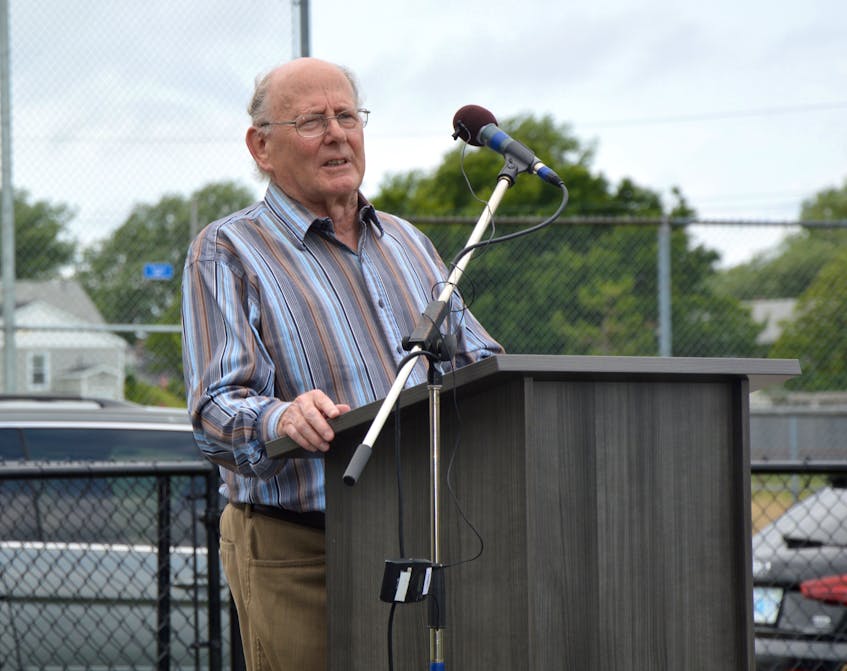 Dr. Peter Littlejohn speaks to the crowd about the importance of a new community wellness centre at a provincial funding announcement in New Waterford on Friday. JEREMY FRASER/CAPE BRETON POST.