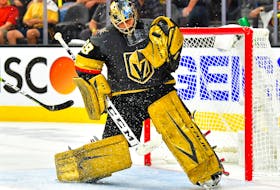 Former Cape Breton Screaming Eagle goaltender Marc-Andre Fleury has one year remaining on his contract with the Vegas Golden Knights. Contributed • Stephen R. Sylvanie, USA TODAY Sports