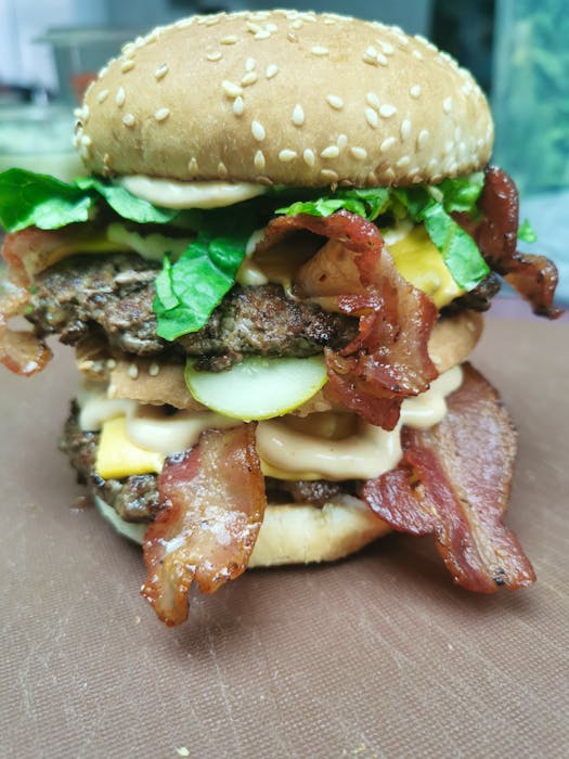 The Double Dorn burger — a favourite at Auntie Dorn's Take-Out in Wilmot — was created by manager Travis Meisner, who runs the grill, as a joke for his sister.  “Kaitlyn was hungry, so I made her a burger so big she nearly burst. Now it’s a mainstay we are truly proud to sell,” said Meisner. - Contributed