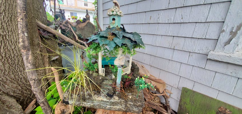 A gazebo Kernaghan has crafted for her fairy garden. - Colin MacLean