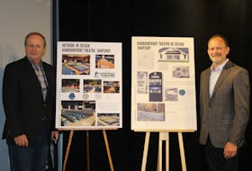 Egmont MP Bobby Morrissey, left, and Harbourfront Theatre Executive Director Kieran Keller, came together on Monday, July 19, to announce federal funding for upgrades to Summerside's Harbourfront Theatre.