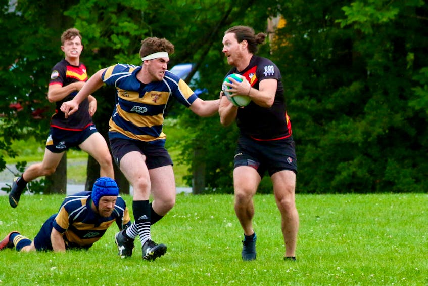 Ian Armour made some key plays during the Valley Rugby Union’s July 10 match against the visiting Riverlake squad.