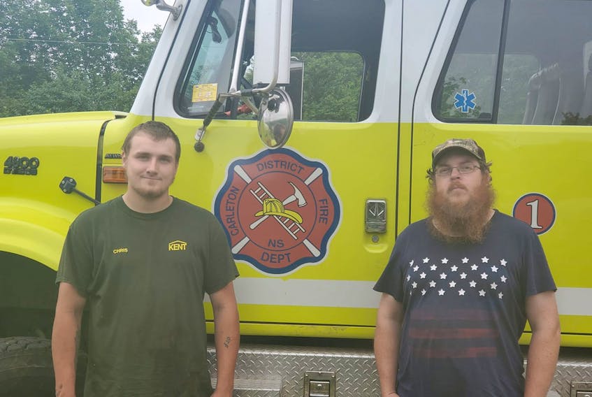 While fighting a fire in Forest Glen the morning of July 15, Chris Crosby (on left) was robbed of $700 and a credit card. Josh Cottreau’s (on right)  iPhone 8+ was stolen.