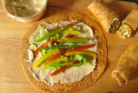 This sweet pepper wrap with hummus is a tasty sandwich choice to serve this summer. 