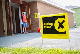 FOR ELECTION STORY:
Ryley Boutilier, an information officer waits for some early voters at a returning office in the basement of Anglican Church of the Holy Spirit, in Dartmouth Wednesday July 21, 2021.

TIM KROCHAK PHOTO