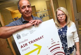 Alan Abraham and his wife Pat were witnesses from flight 507 from Rome at the oral hearing to allow the CTA to hear evidence from witnesses regarding the Air Transat Flights 157 and 507 tarmac delays at the Ottawa MacDonald-Cartier International Airport on July 31, 2017. 