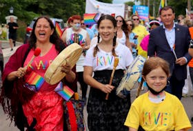 Mi'kmaq drummers lead the 2021 Pride P.E.I. march through downtown Charlottetown on July 24. The 2021 Pride Festival, which included nearly 50 events across the Island, took place from July 18-25. 