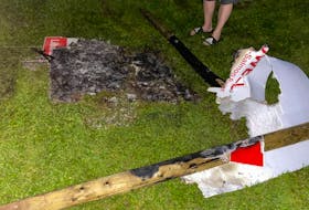 One large campaign sign pictured with Truro-Bible Hill-Millbrook-Salmon River Liberal candidate Tamara Tynes Powell's face and two smaller signs were burned at Ford and Robie Streets. 