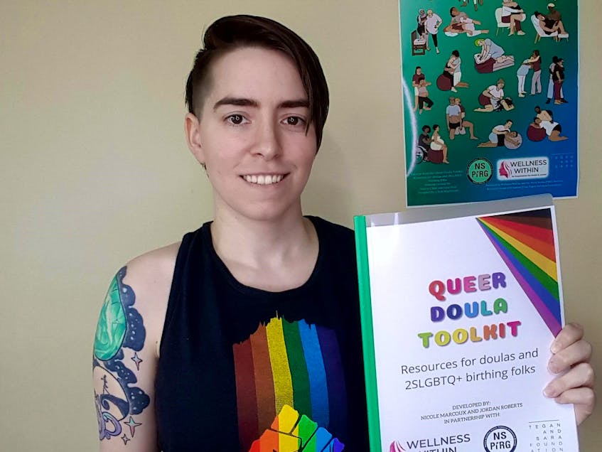 Clark MacIntosh, queer doula coordinator with Wellness Within, created the toolkit in collaboration with Nicole Marcoux, and Jordan Roberts. The group received input from medical professions, birthing queer folks, and those who supported them at birth. - contributed by MacIntosh - contributed