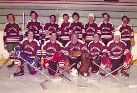 Hometown reps 
Members of the 1980-81 Cheticamp Muffler hockey team at the end of the season. From left, front row, Wilfred Aucoin, Charlie Chiasson, Pierre Deveau, David Poirier and Leonard Aucoin; back row, Woody Olford, Charlie Joe Chiasson, Hubert Larade, Lionel Delaney, Anselme Poirier, Victor Aucoin, Leonard Roach and Andre Aucoin. CONTRIBUTED