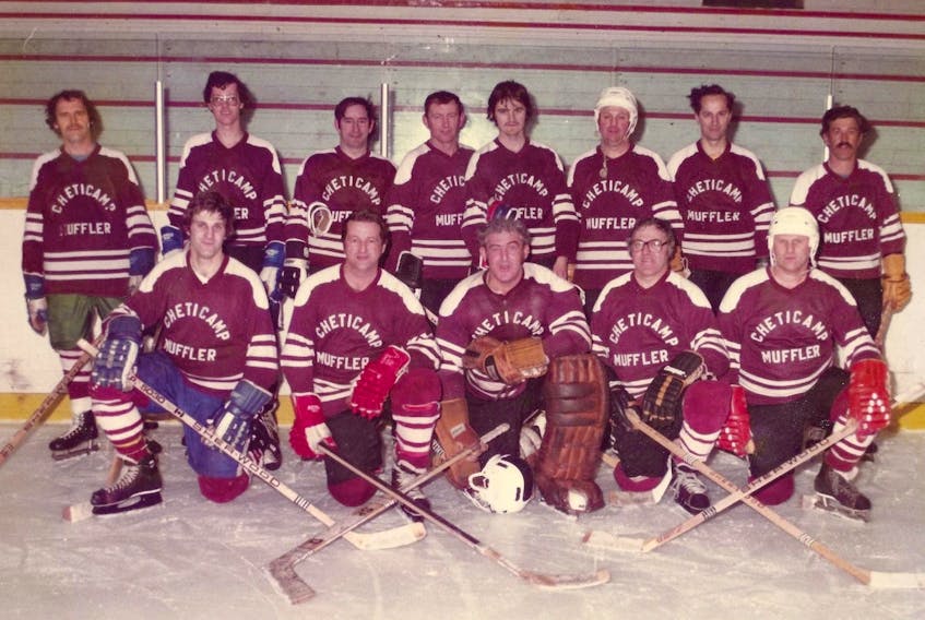 Hometown reps 
Members of the 1980-81 Cheticamp Muffler hockey team at the end of the season. From left, front row, Wilfred Aucoin, Charlie Chiasson, Pierre Deveau, David Poirier and Leonard Aucoin; back row, Woody Olford, Charlie Joe Chiasson, Hubert Larade, Lionel Delaney, Anselme Poirier, Victor Aucoin, Leonard Roach and Andre Aucoin. CONTRIBUTED