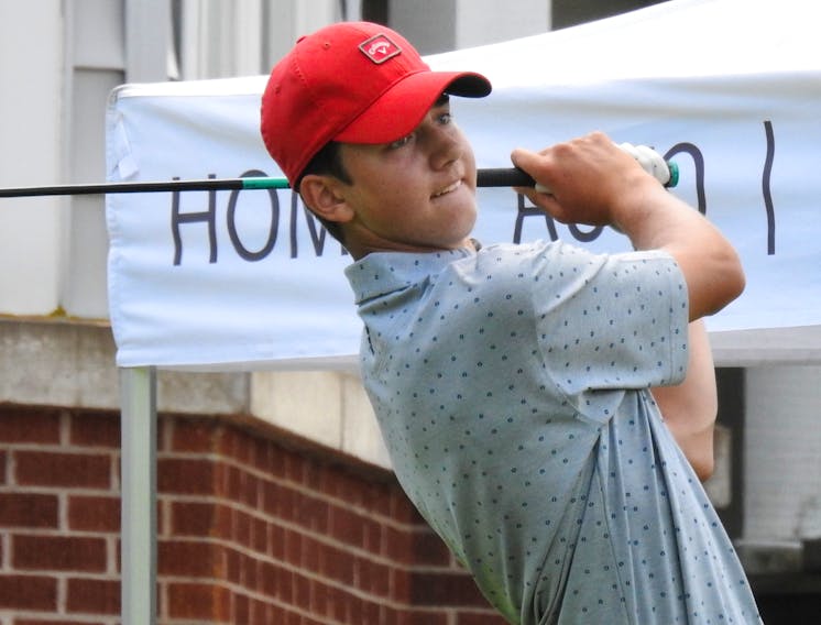 Jake Smith of Ashburn tees off at the 2020 Nova Scotia amateur championship at Ken-Wo Golf Club. Smith is vying to become a third-generation amateur champion at the three-round provincial tournament, which begins Friday at Avon Valley. - NOVA SCOTIA GOLF ASSOCIATION