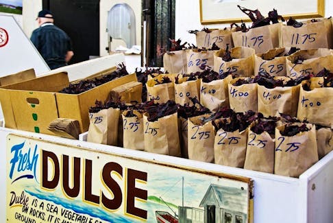 Dulse - made of dark red seaweed that is dried - becomes a crispy, chip-like snack. - St. John City Market photo
