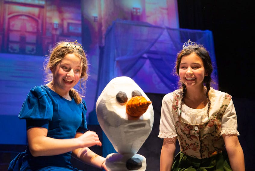 Kateri Gouthro, left, and Davis Sullivan are young Elsa and Ana in "Disney’s Frozen Jr." at Sydney's Highland Arts Theatre, running from July 14-18 for eight performances. CONTRIBUTED • CHRIS WALZAK