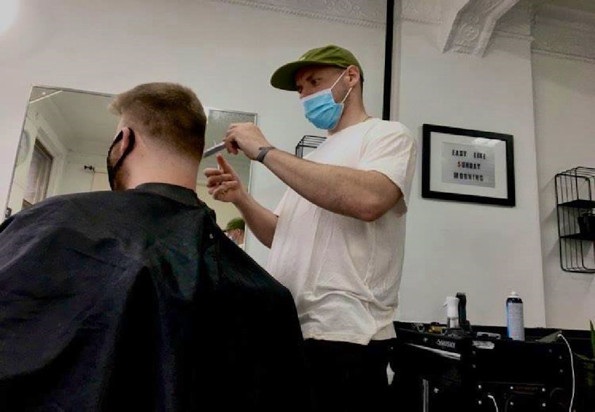 Jared Doyle gives a customer a clean-up at Blockhouse Barbershop. Doyle opened the shop last fall. - Rafe Wright/Special to the SaltWire Network