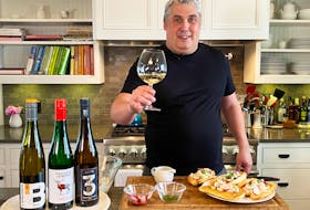 Mark DeWolf with German Riesling and Shrimp Rolls
