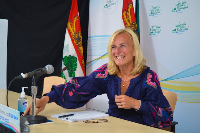 Dr. Heather Morrison, P.E.I. cief public health officer, held her bi-weekly COVID-19 briefing on Aug. 10. For the first time since February of 2020, some members of the media were allowed to attend in person. Dave Stewart • The Guardian - Dave Stewart/The Guardian