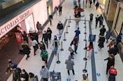  A view of Eaton Centre in Toronto as Ontario reopens after meeting its vaccination targets.