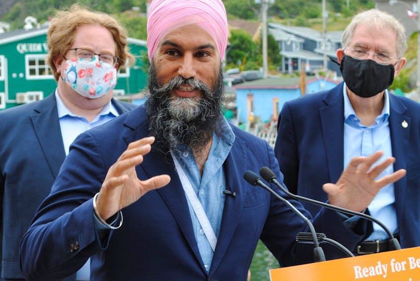 NDP Leader Jagmeet Singh makes his platform announcement in St. John's on Aug. 12, 2021. 