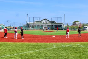 The Cape Breton Ramblers have been spending plenty of time on the field lately as they prepare for this weekend’s East Coast Summer Showcase. Above, squad members take part in some infield drills during a mid-week practice at the Nicole Meaney Memorial Ball Park in Sydney Mines. DAVID JALA • CAPE BRETON POST