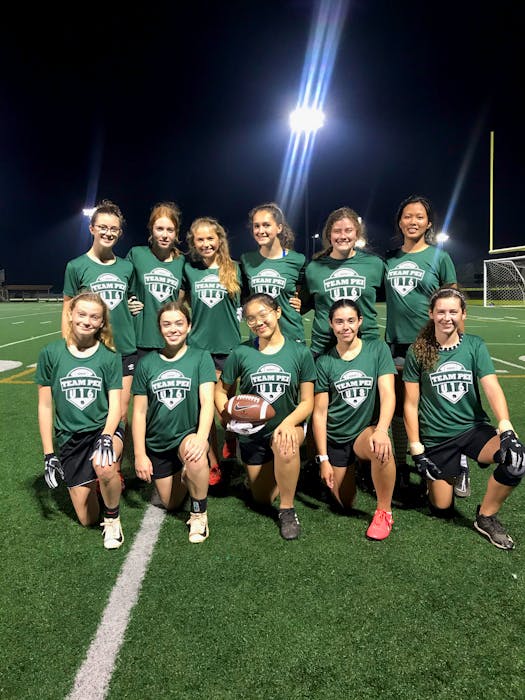 The Football P.E.I. under-16 female team will play its first game of the Atlantic flag football championship at UPEI on Aug. 13 against Nova Scotia Team Two at 11 a.m. Members of the P.E.I. team are, front row, from left: Andi-Lee Reardon, Kate Grant, Hannah Huynh, Mackenzie MacLeod and Selena Coffin. Back row: MaKenzie Woodford, Rayann Ferguson, Bijou Perry, Paige MacDonald, Megan Moase, Jessanne Bring. Missing from the photo are Koda Hall, Meagan Ferguson (coach) and Josh Blakely (coach). - Contributed