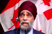  National Defence Minister Harjit Sajjan testifies virtually before the Commons defence committee on March 12, 2021.