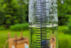 It came down in buckets! We've had some impressive downpours this summer. By 4:30 p.m. Thursday, Aug. 5, Ray Miller's rain gauge in MacPhees Corner, N.S. measured 46 mm of rain.