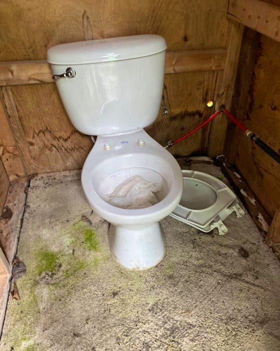 A toilet seat ripped away from the bowl, was among the intentional acts of vandalism recently experienced at That Dutchman's Farm Animal and Nature Park in Upper Economy. - Contributed