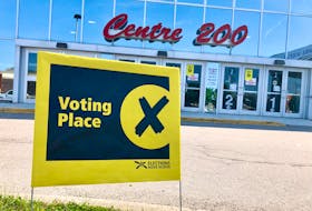 The sign indicating a voting station outside of Center 200 in Sydney, which had people trickling in and out slowly mid-morning election day. According to Elections Nova Scotia, 176,793 votes were cast before election day 2021, the 41st provincial election in Nova Scotia. In 2017, this number was 118,623. NICOLE SULLIVAN/CAPE BRETON POST
