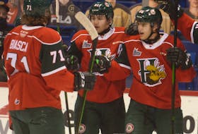 From left to right, Attilio Biasca, Elliot Desnoyers and Zachary L'Heureux will be key players for the Halifax Mooseheads this season.