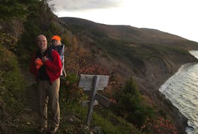 Seawall Trail Society vice-chair David Williams, seen here out on a hike with his daughter Bell on the MacKinnon's Brook Trail in Mabou Highlands in Cape Breton, said he's really looking forward to the day when the trail can open to the world. CONTRIBUTED