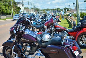 The waterfront along Water Street was lined with motorcycle's Saturday as bike enthusiasts stopped by to check out Atlanticade's events and vendors. 