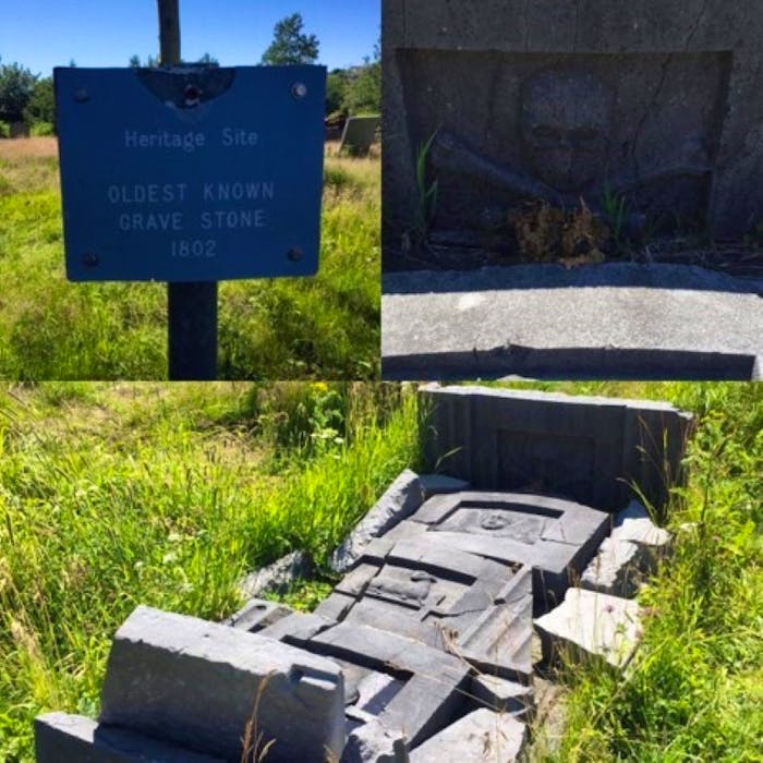 In Harbour Grace, N.L., where pirate Peter Easton and his crew had a fort, there is an old gravestone in one of the cemeteries with a Jolly Roger symbol typically linked to piracy. But on closer inspection, the lamb on the gravestone suggests the innocence of a child that may have succumbed to an infectious disease.