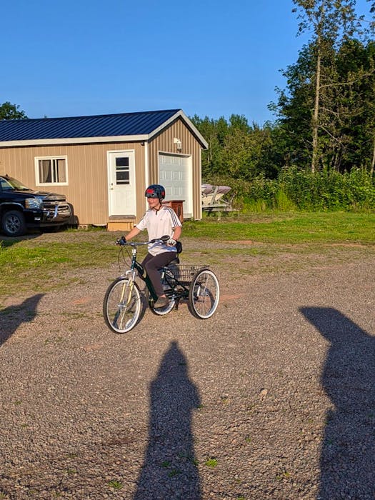 Jackson Gallant takes his new wheels for a spin. Jackson's mother, Olive Gallant, is proud of her son for all his months of hard work. - Contributed