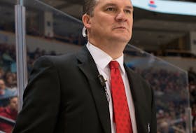 Spryfield's Troy Ryan earned his first-ever victory at the IIHF women’s world hokey championship as Team Canada head coach in Canada's 5-3 victory over Finland on Friday night in Calgary. - Matthew Murnaghan / Hockey Canada