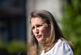 Chrystia Freeland, Deputy Prime Minister and Minister of Finance, responds to questions after a social housing funding announcement in the Downtown Eastside of Vancouver, on Wednesday, July 28, 2021.   