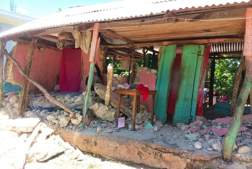 A family home lies in ruins in southwest Haiti following the 7.2-magnitude earthquake that hit the country on Aug. 14. Chalice Canada's team in the area says many houses and schools have been damaged or destroyed. -contributed by Chalice Canada