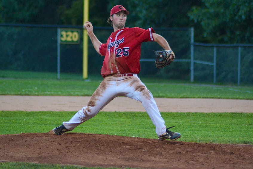 Ben MacDougall, of the Summerside Toombs and MacDougall CPA Chevys, went the distance for the win in Game 2 of the Island Junior Baseball League final with the Capital District Islanders on Aug. 24 at Memorial Field in Charlottetown.