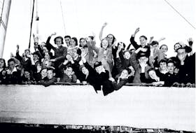 British evacuee Children arriving in Halifax in 1941. - E.A. Bollinger. Nova Scotia Archives. 