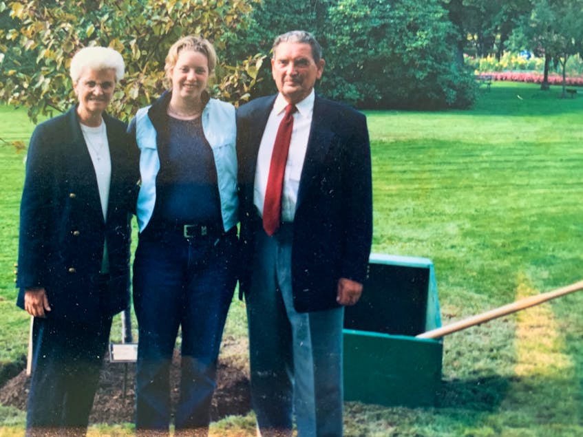 Amy Thornton and her maternal grandparents planted a tree in Halifax’s Public Gardens to honour her parents, murdered in October 1998. - Contributed photo