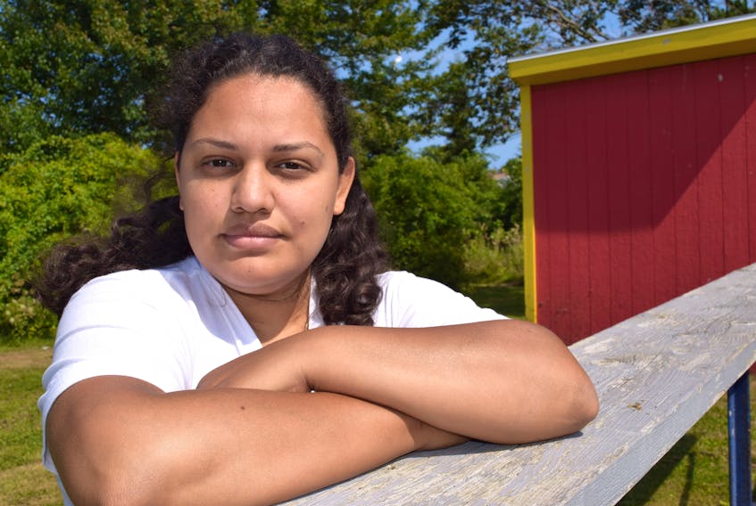 Victoria Castro, 33, originally of Toronto and now of Sydney, said after moving to Cape Breton for a position as a live-in personal support worker that didn’t work out, she’s basically penniless and homeless, couch surfing with her 13-year old daughter. Castro said she recently found two part-time jobs she’ll be starting soon, but it will take time to get the first paychecks and she’s appealing to the public for a discarded RV for shelter. Sharon Montgomery-Dupe/Cape Breton Post