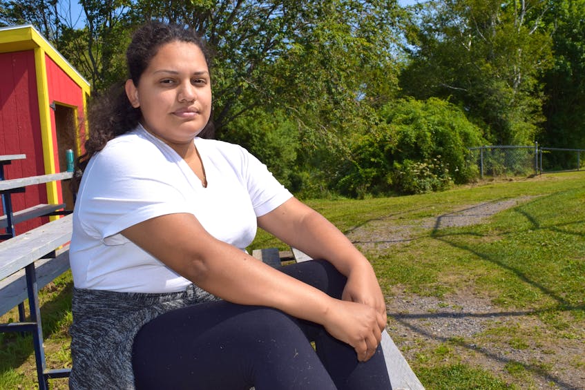Victoria Castro, 33, originally of Toronto and now of Sydney, said after moving to Cape Breton for a position as a live-in personal support worker that didn’t work out, she’s basically penniless and homeless, couch surfing with her 13-year old daughter. Sharon Montgomery-Dupe/Cape Breton Post
