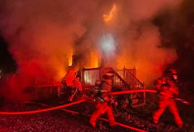 Firefighters fight a tremendous blaze that broke out at a house at 6 Winona Street, Glace Bay, at about 3:13 a.m. Friday. The cause of the fire is under investigation by the fire marshal’s office. Contributed/Glace Bay Fire Department